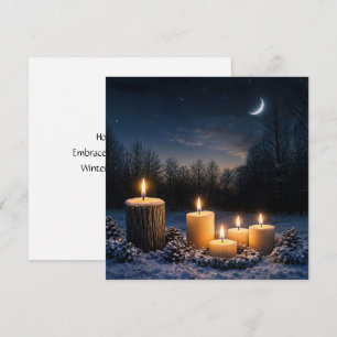 Winter Solstice Yule with Candles in the Snow