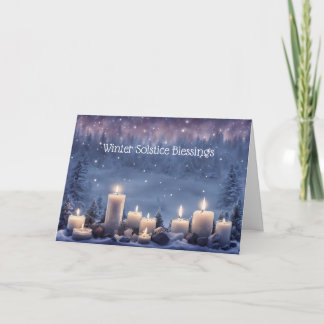 Winter Solstice Yule with Candles in the Snow Card