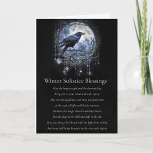 Winter Solstice Yule with Raven Moon and Crystals  Card