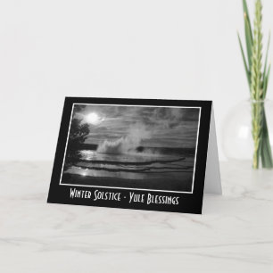 Winter Solstice Yule with waves splashing water Holiday Card