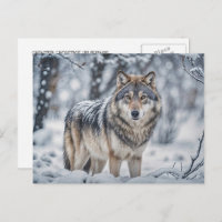 Winter Solstice Yule Wolf in Snow Wildlife