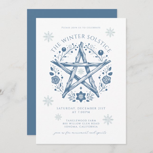 Winter Solstice Yuletide Party Invitation (Front/Back)