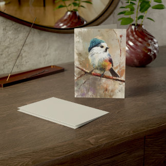 Winter Songbird in Knit Hat | Moon Mist Greeting Card