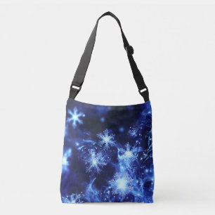 Winter Sparkle Blue Snowflakes Crossbody Bag