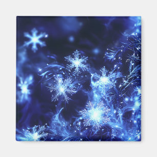 Winter Sparkle Blue Snowflakes Magnet