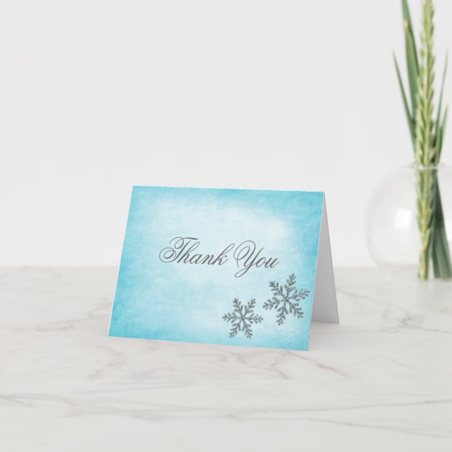 Winter Sparkle Snowflakes Teal Thank You (Front)