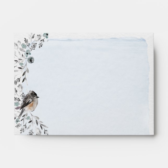 Winter Sparrow Watercolor Audubon Holiday Envelope (Front)