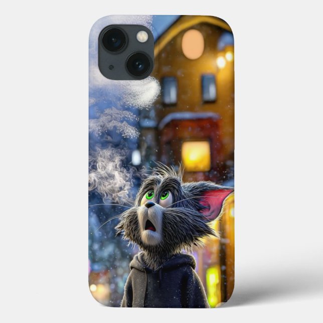 Winter Spirit: Tom Cat Snowy Night Art Case-Mate iPhone Case (Back)
