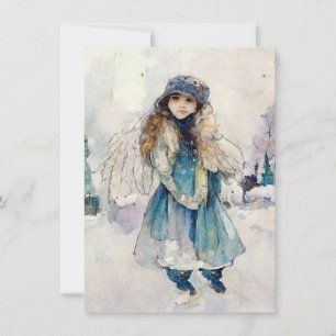 Winter Spirit Watercolor Angel Art Card