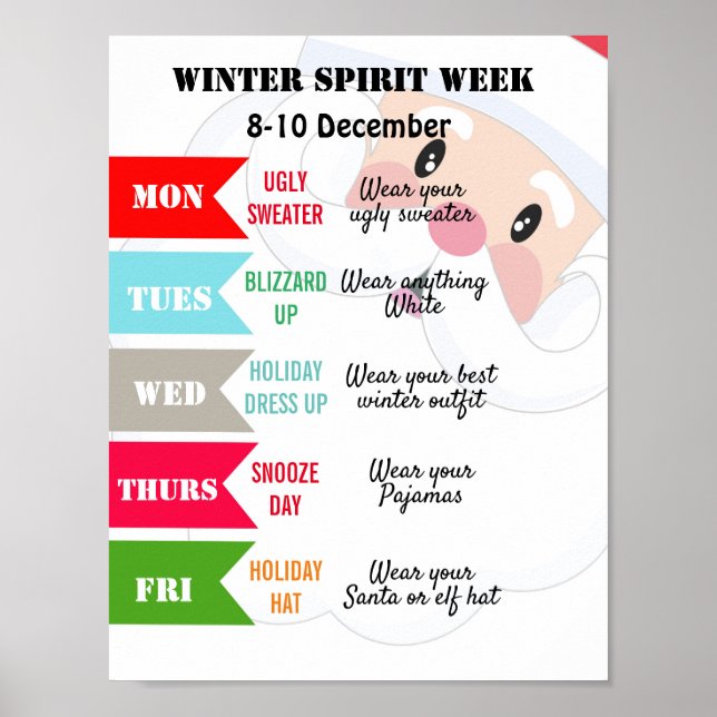 winter Spirit week school flyer poster (Front)