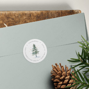 Winter Splendour Christmas Tree Return Address Classic Round Sticker