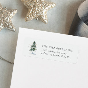 Winter Splendour Christmas Tree Return Address Label