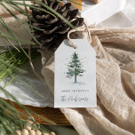 Winter Splendour Personalised Merry Christmas Gift Tags<br><div class="desc">Designed to match our Winter Splendour holiday collection,  this festive and elegant tag design features two lines of custom text (shown with "Merry Christmas" and your name or family signature) topped by a watercolor pine tree in muted hunter green with golden stars.</div>