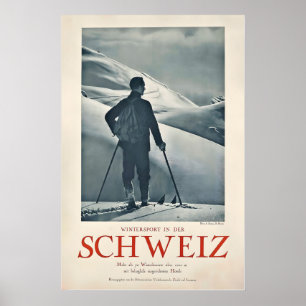 Winter Sport in Switzerland Vintage Travel Poster