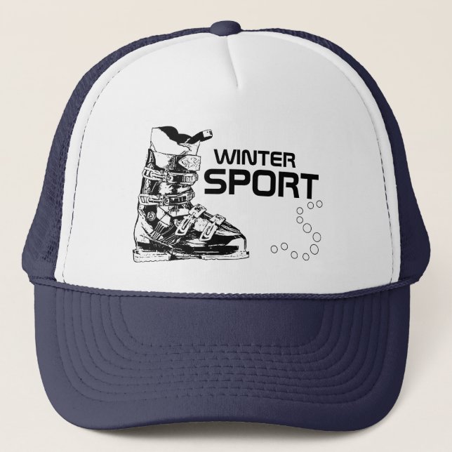 Winter Sport Ski Boot Black Hat (Front)