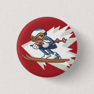 Winter Sports Alpine Skiing Flair Button