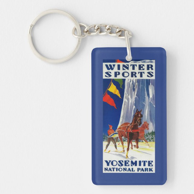 Winter Sports at Yosemite PosterYosemite, CA Key Ring (Front)