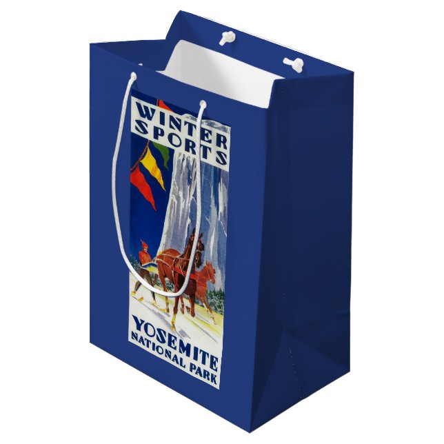 Winter Sports at Yosemite PosterYosemite, CA Medium Gift Bag (Front Angled)