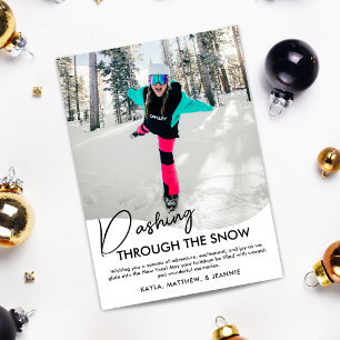 Winter Sports Dashing Through the Snow Photo Holiday Card