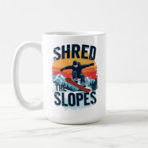 Winter Sports Design - "Shred the Slopes" Snowboar Coffee Mug
