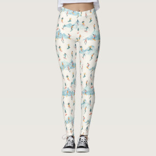 Winter Sports Downhill Skiing Snow Mountain  Leggings