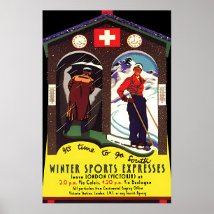 Winter Sports Express Travel Poster London to
