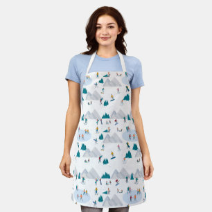 Winter Sports Holiday Fun Pattern Apron