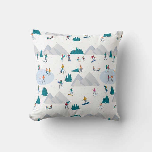 Winter Sports Holiday Fun Pattern Cushion (Front)