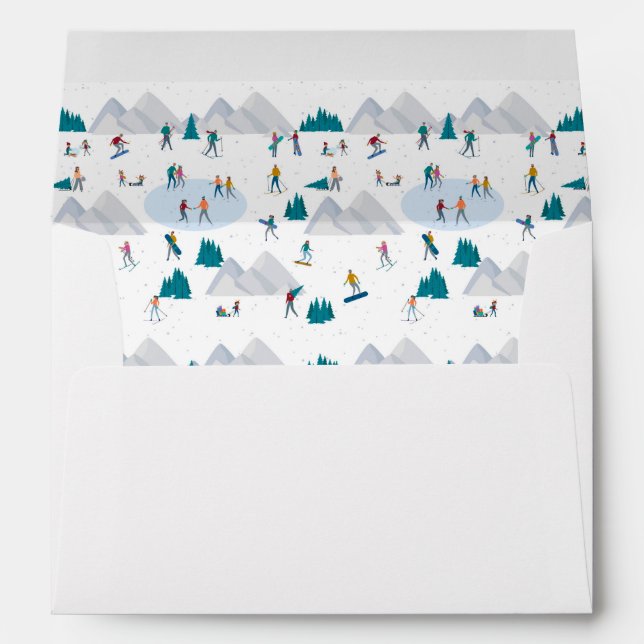 Winter Sports Holiday Fun Pattern Envelope (Back (Bottom))