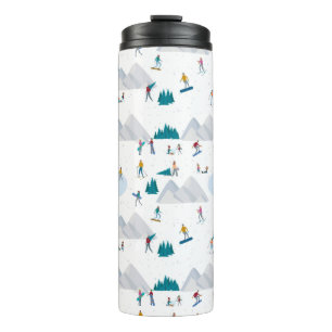 Winter Sports Holiday Fun Pattern Thermal Tumbler