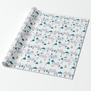 Winter Sports Holiday Fun Pattern Wrapping Paper