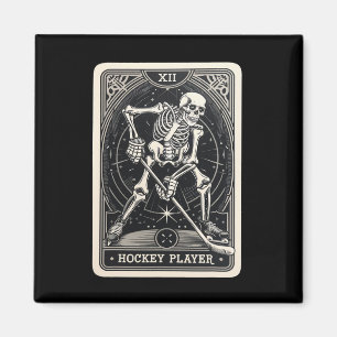 Winter Sports Ice Hockey Skeleton Tarot Card Tee Magnet