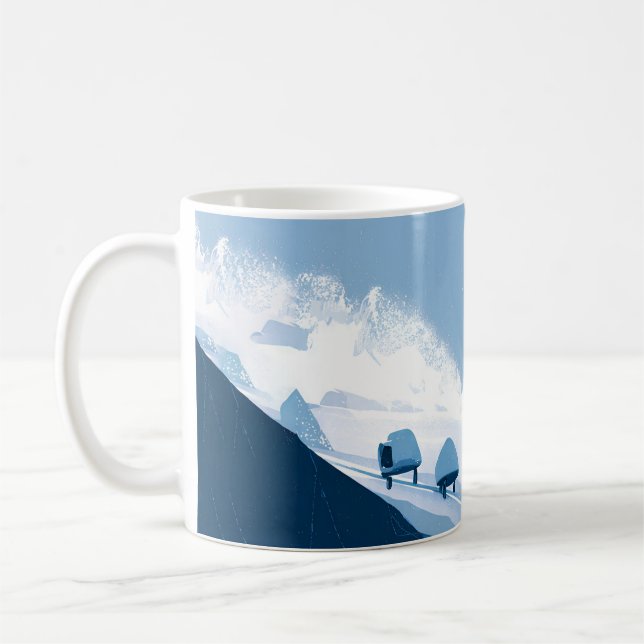 winter sports illustration coffee mug (Left)