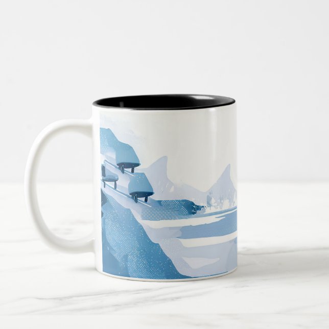 winter sports illustration Two-Tone coffee mug (Left)