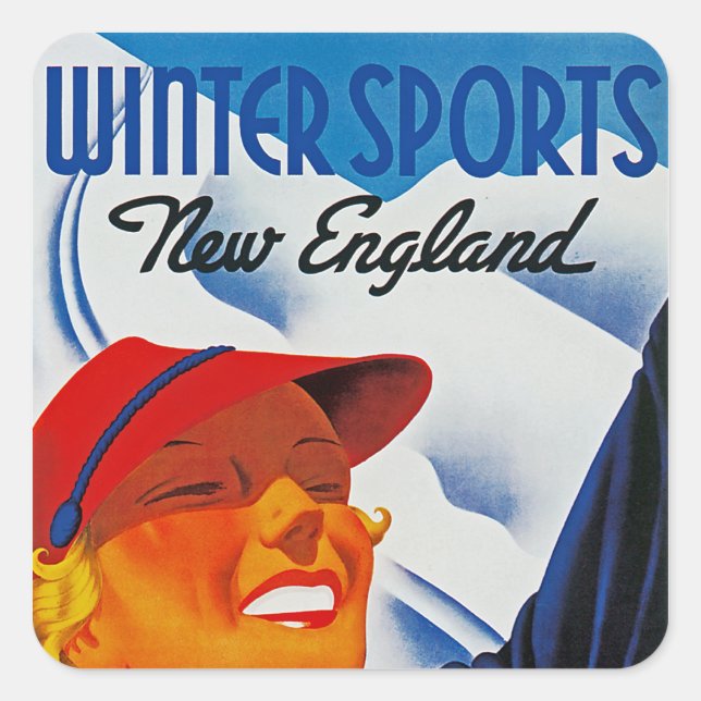 Winter Sports New England Square Sticker (Front)