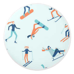 Winter Sports Pattern Ceramic Knob