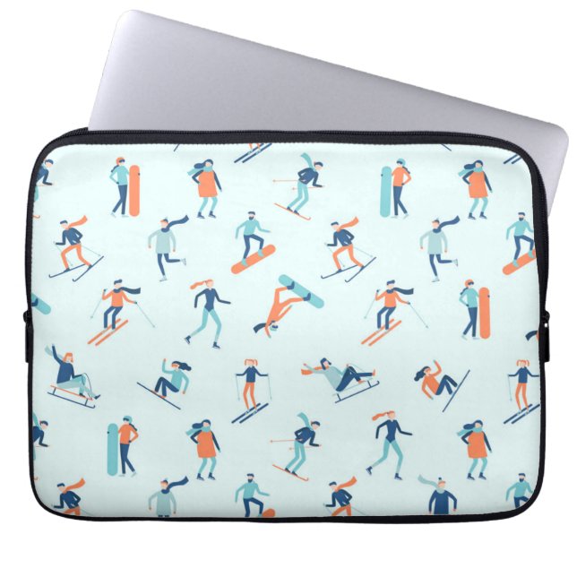 Winter Sports Pattern Laptop Sleeve (Front)