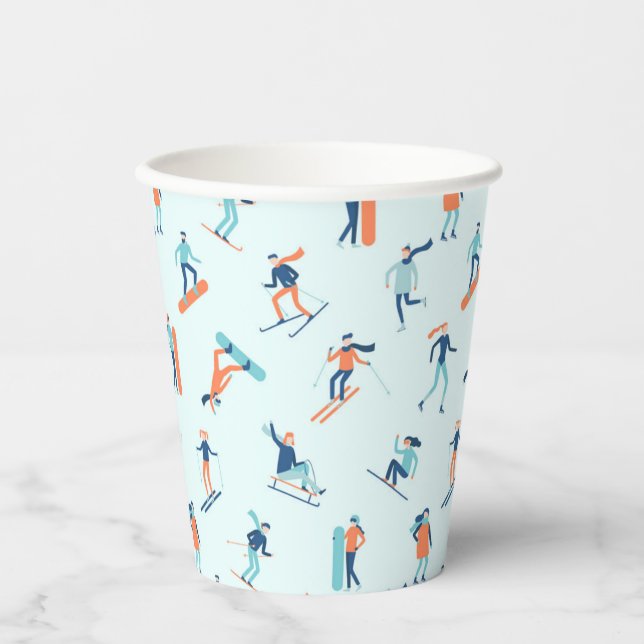Winter Sports Pattern Paper Cups (Front)