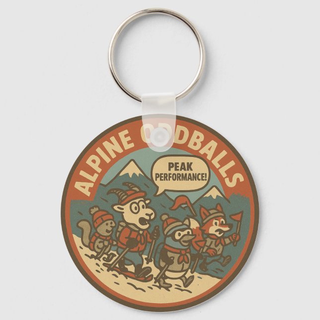 Winter Sports Peak Performance Mountain Adventure Key Ring (Front)