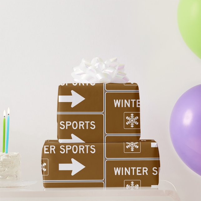 Winter Sports Road Sign Wrapping Paper (Creator Uploaded)