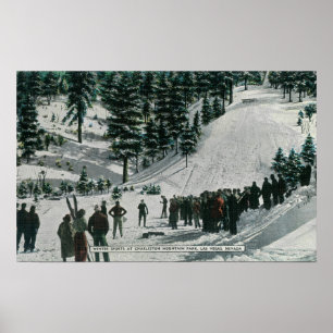 Winter Sports Scene at Charleston Mountain Poster