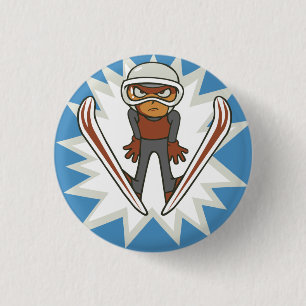 Winter Sports Ski Jumper Flair Pinback 3 Cm Round Badge