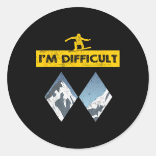 Winter Sports Ski Snowboarder Skier Snowboard Funn Classic Round Sticker