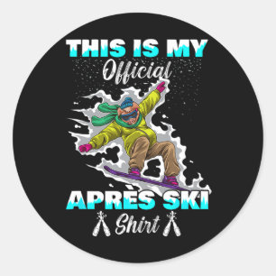 Winter Sports Skiing Pig Snowboard This Is My Apre Classic Round Sticker