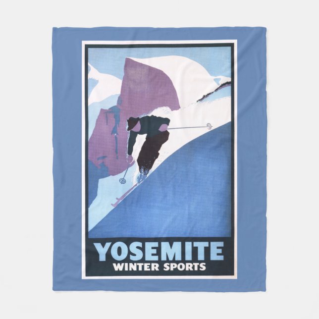 Winter Sports Skiing Promotional Poster Fleece Blanket (Front)