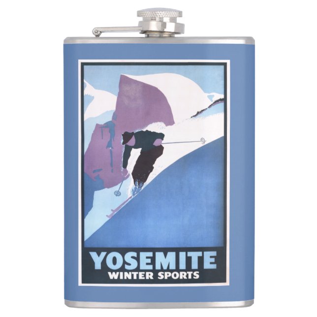 Winter Sports Skiing Promotional Poster Hip Flask (Front)
