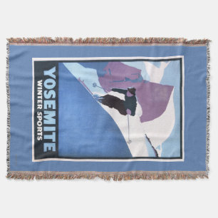 Winter Sports Skiing Promotional Poster Throw Blanket