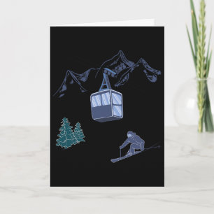 Winter Sports Skiing Snow Scene Vintage Ski Resort Card