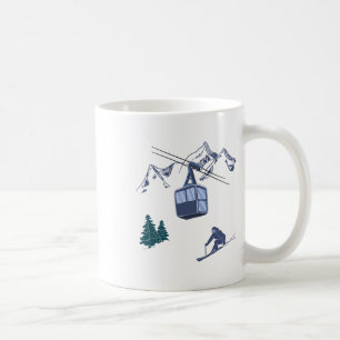 Winter Sports Skiing Snow Scene Vintage Ski Resort Coffee Mug