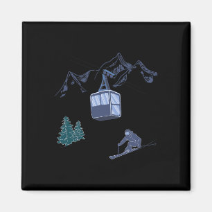 Winter Sports Skiing Snow Scene Vintage Ski Resort Magnet